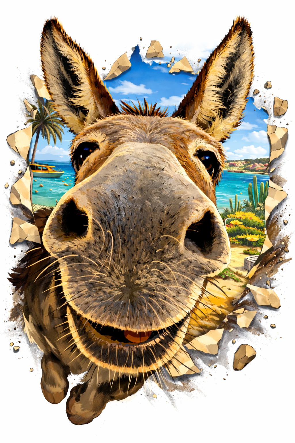 Illustratie van een ezel in Bonaire-stijl